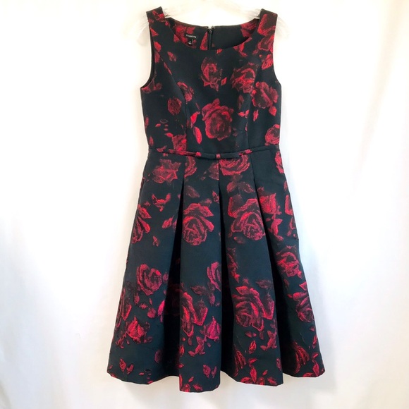 Talbots Women’s Black Red Roses Sleeveless Semi-Formal Cocktail Dress 2 (S/M) - Picture 6 of 15